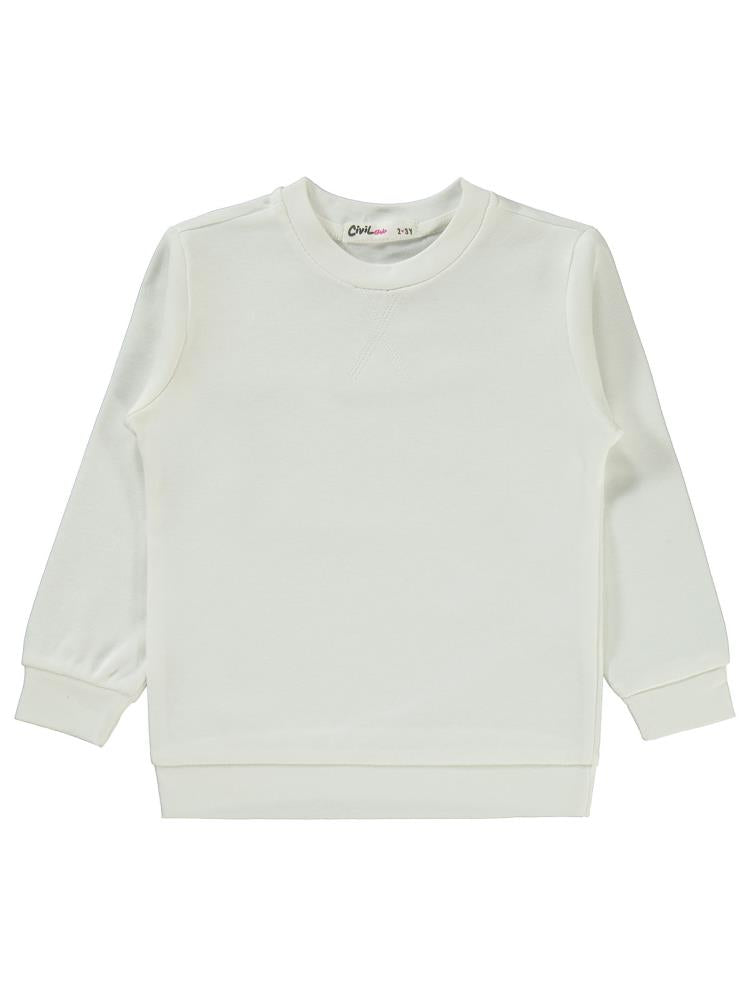 20252116 Civil Girls Düz 2-5 Yaş Sweatshirt - Ekru
