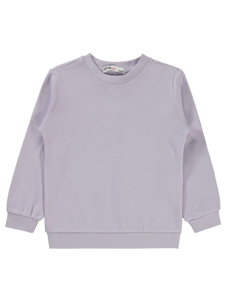 20252116 Civil Girls Düz 2-5 Yaş Sweatshirt - Lila