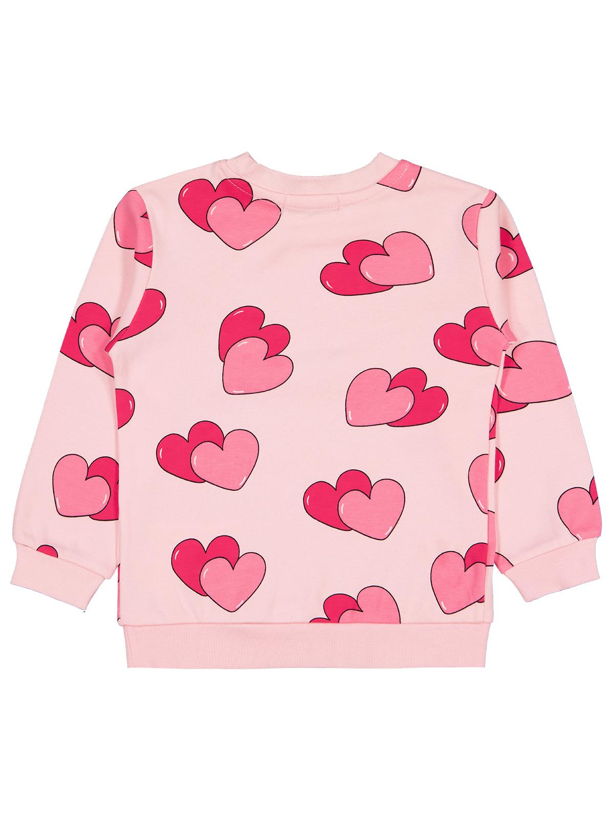 Civil Girls Renkli Kalp Baskılı 2-5 Yaş Sweatshirt - Pembe
