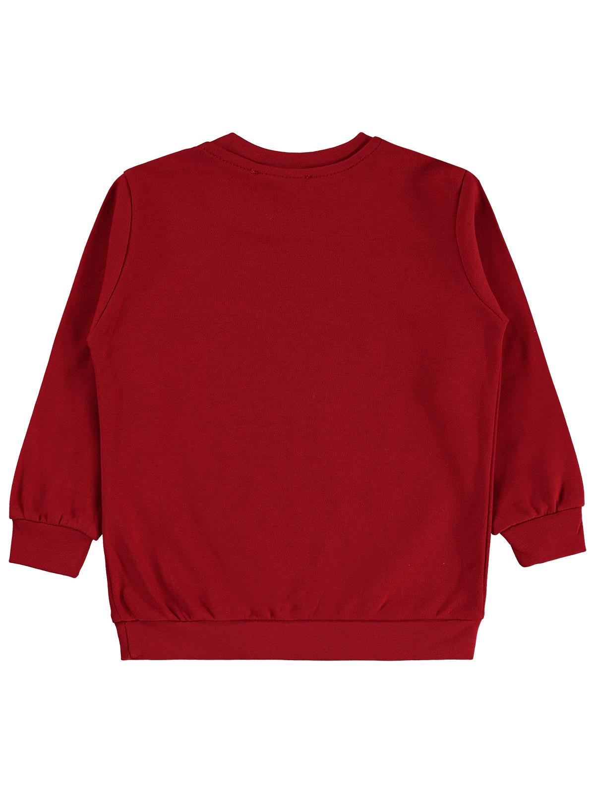 Civil Kız Çocuk Renkli Çiçek Sweatshirt | İnterlok Uzun Kol | Okul Kreş ve Günlük Kullanım - Kırmızı