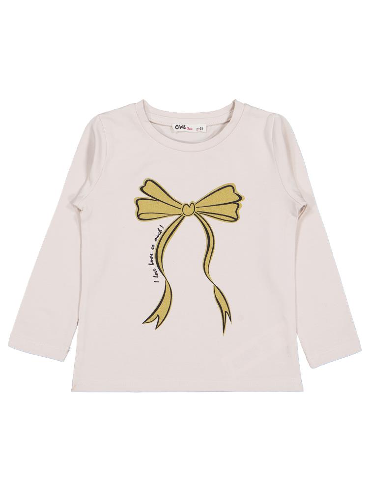 Civil Girls Kurdela Baskılı 2-5 Yaş Sweatshirt - Bej