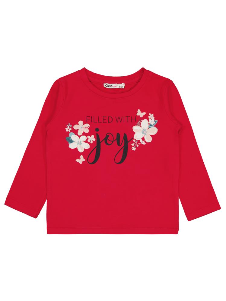 Civil Girls Çiçek Baskılı 2-5 Yaş Sweatshirt - Kırmızı