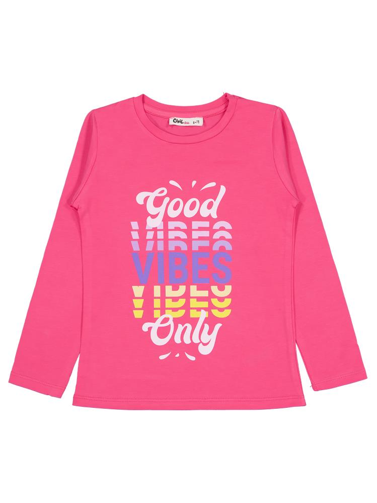 Civil Girls Good Vibes Only Baskılı 6-9 Yaş Sweatshirt - Pembe