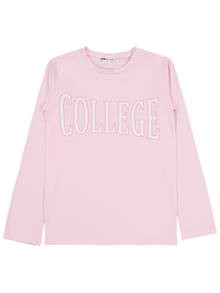 Civil Girls College Baskılı 10-13 Yaş Sweatshirt - Pudra