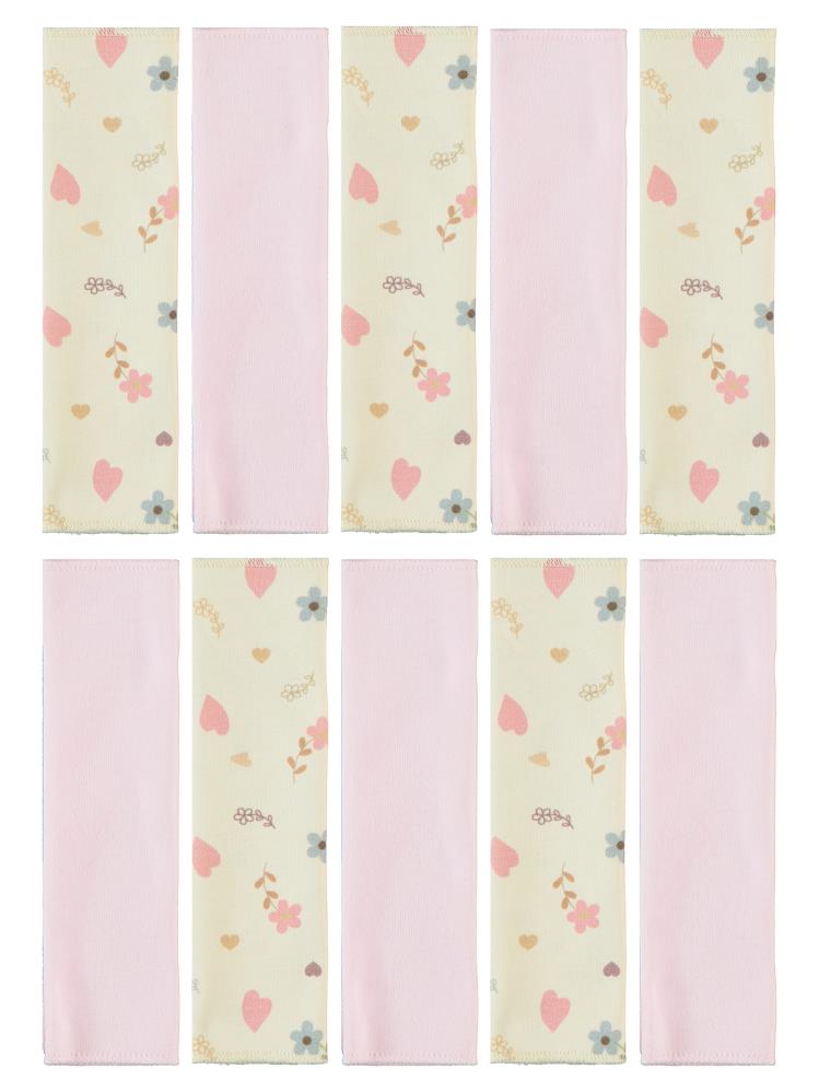 Civil Baby Baskılı (20*20) 10 Lu Ağız Bezi ve Mendili - Pembe