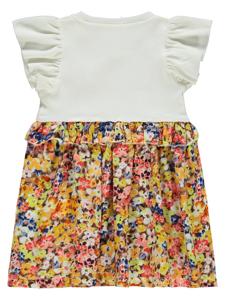 Civil Girls Çıtır Çiçek Desen 2-5 Yaş Elbise - Ekru