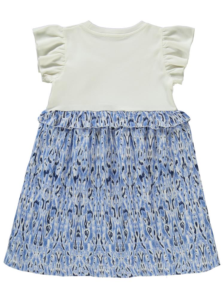 Civil Girls Sulu Boya Desen 6-9 Yaş Elbise - Ekru