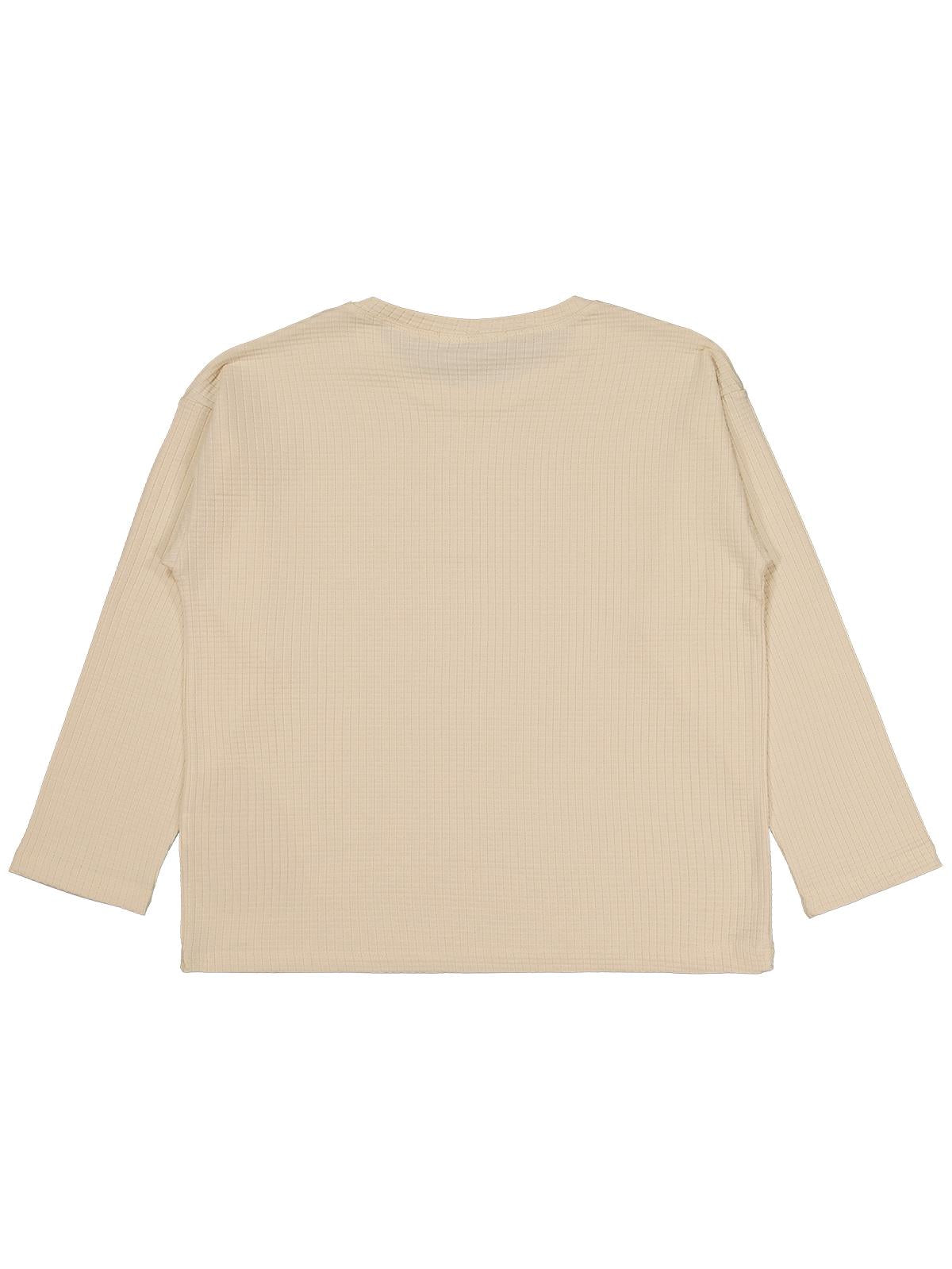 Civil Erkek Çocuk Jakar Petek Sweatshirt | Jakarlı İnterlok Uzun Kol | Okul Kreş ve Günlük Kullanım - Bej