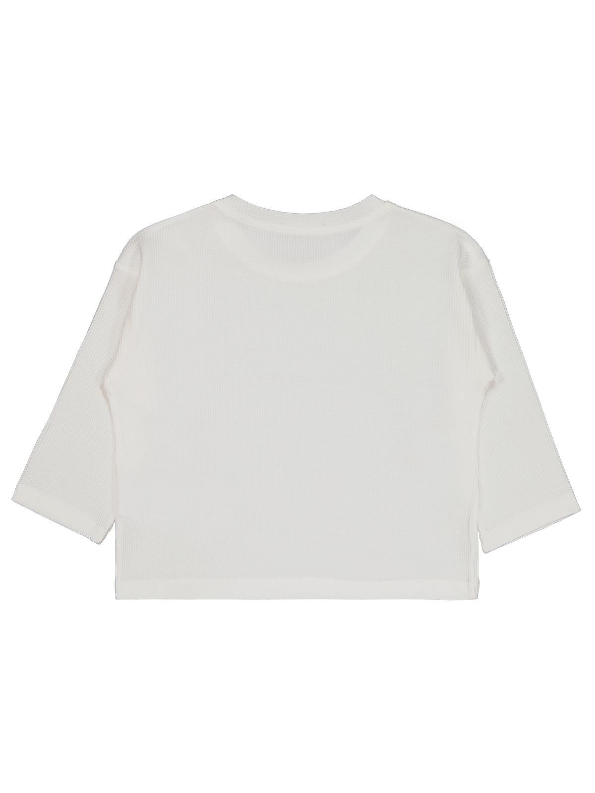 Civil Erkek Çocuk Basic Sweatshirt | Waffle Uzun Kol Bisiklet Yaka | Okul Kreş ve Günlük Kullanım - Ekru