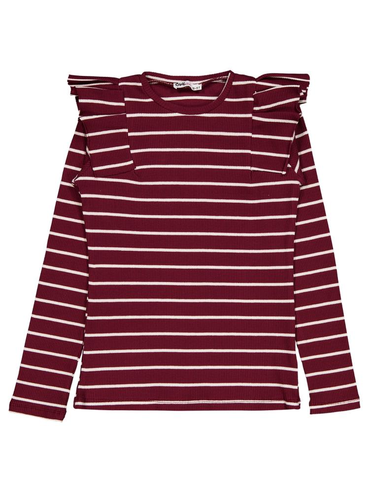 Civil Girls İnce Çizgili 10-13 Yaş Sweatshirt - Bordo