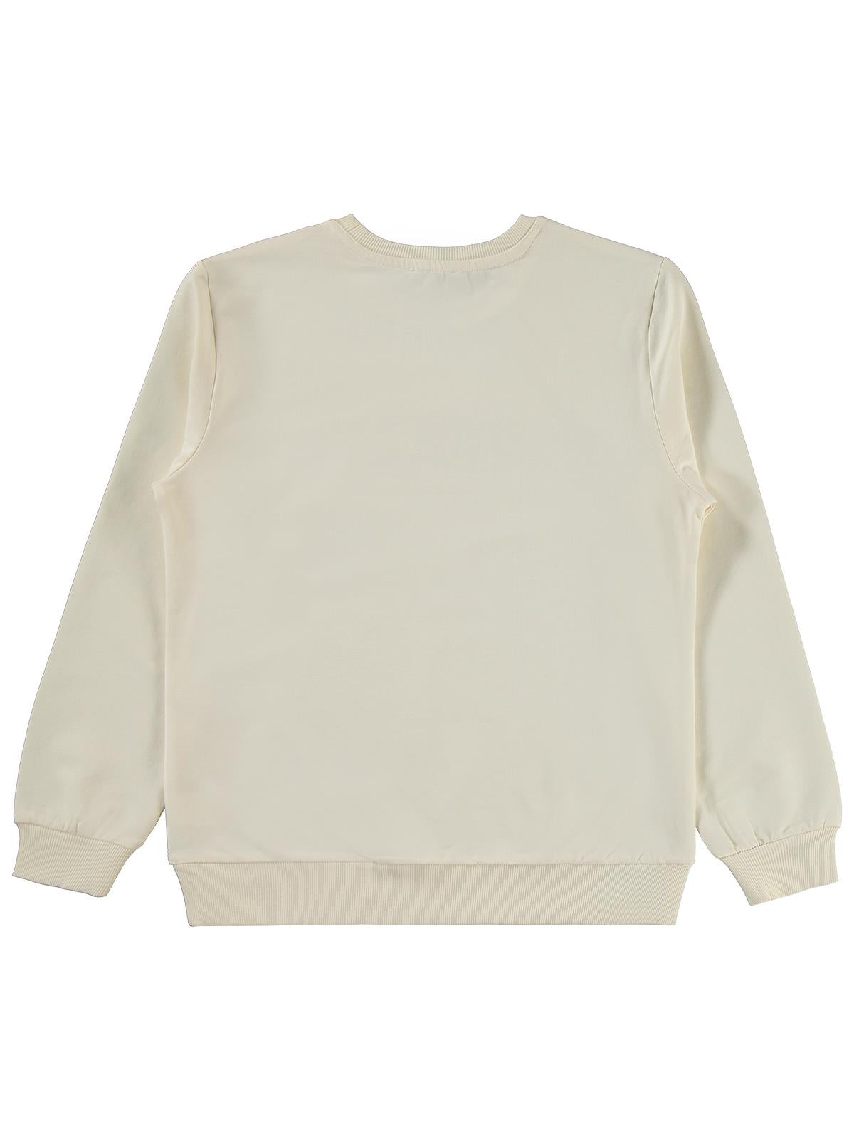 Civil Kız Çocuk Brooklyn Baskılı Sweatshirt | 2 İp Uzun Kol | Okul Kreş ve Günlük Kullanım - Ekru