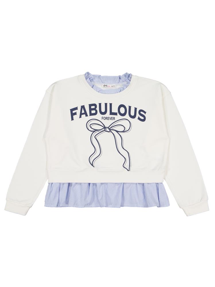 Civil Girls Fabulous Baskılı 10-13 Yaş Sweatshirt - Ekru