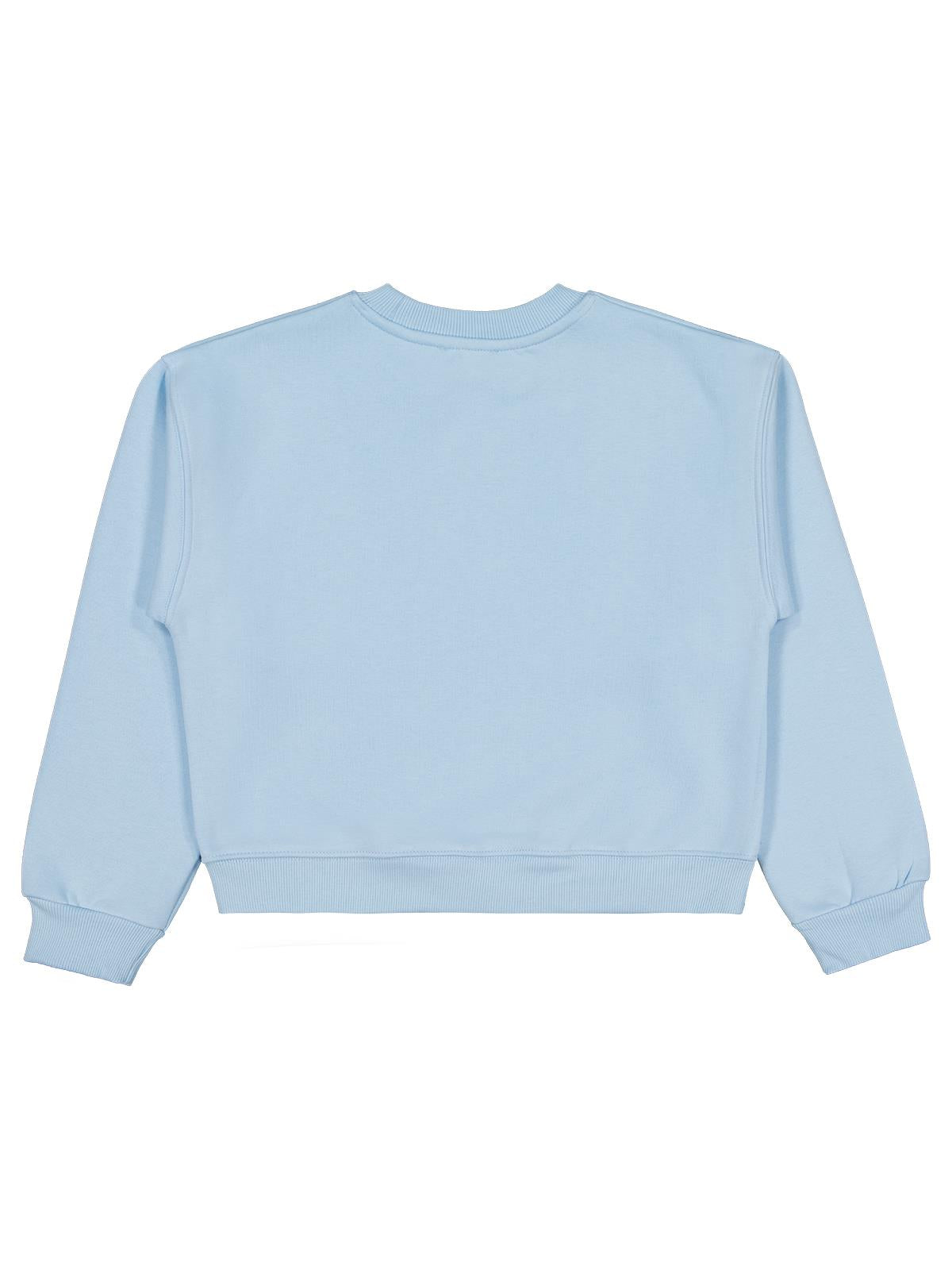 Civil Kız Çocuk Yıldız Nakışlı Sweatshirt | 3 İp Uzun Kol | Okul Kreş ve Günlük Kullanım - Mavi