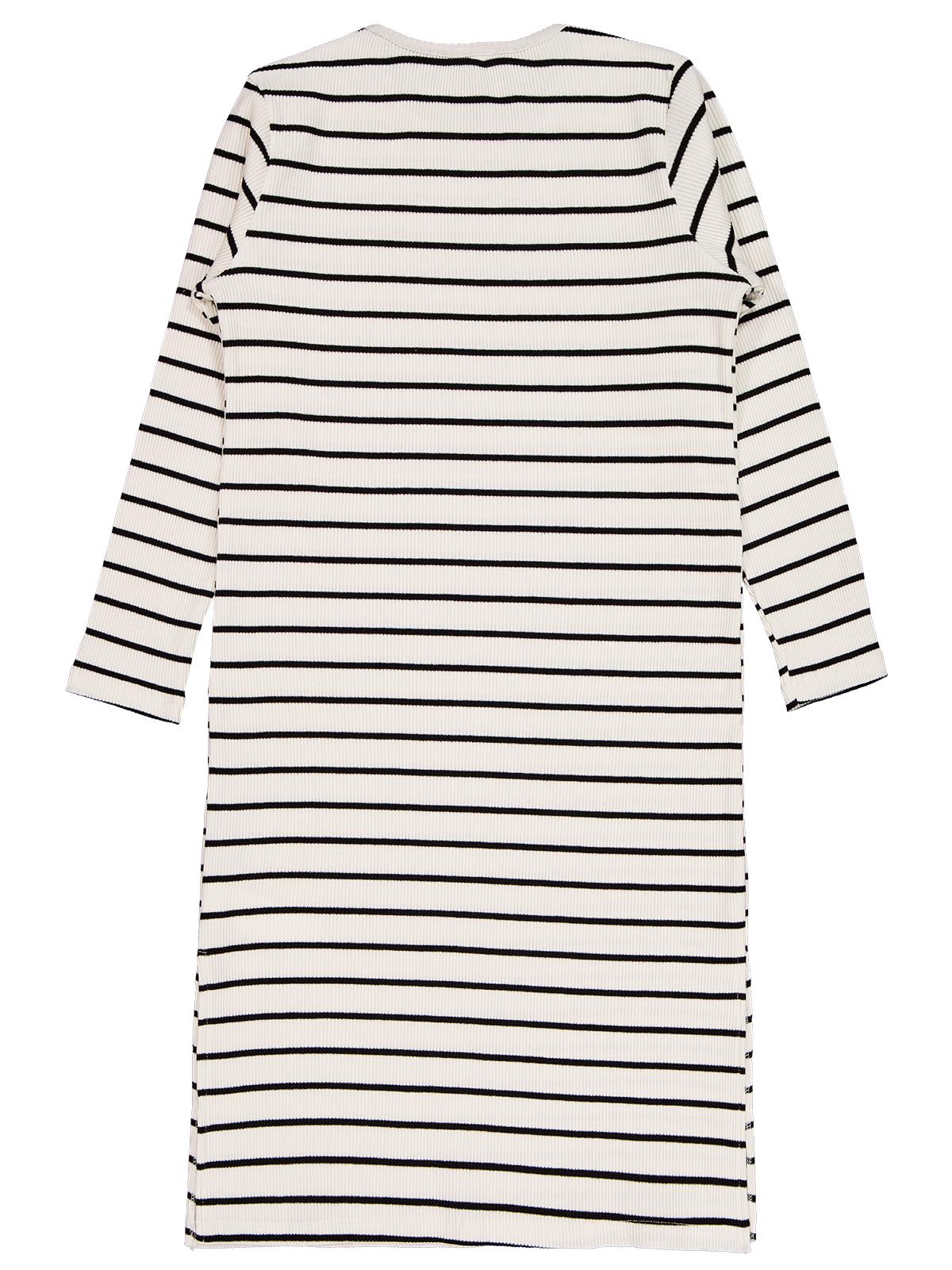 Civil Girls Kalın Çizgili 10-13 Yaş Elbise - Ekru