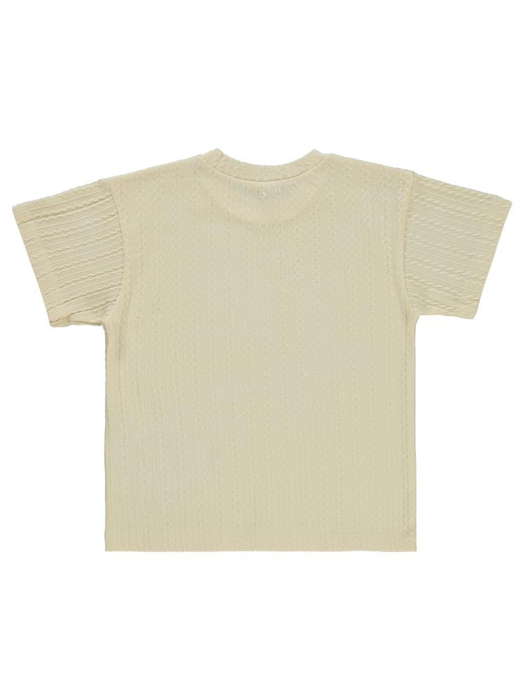 Civil Boys Kendinden Desenli 6-9 Yaş Tişört - Bej