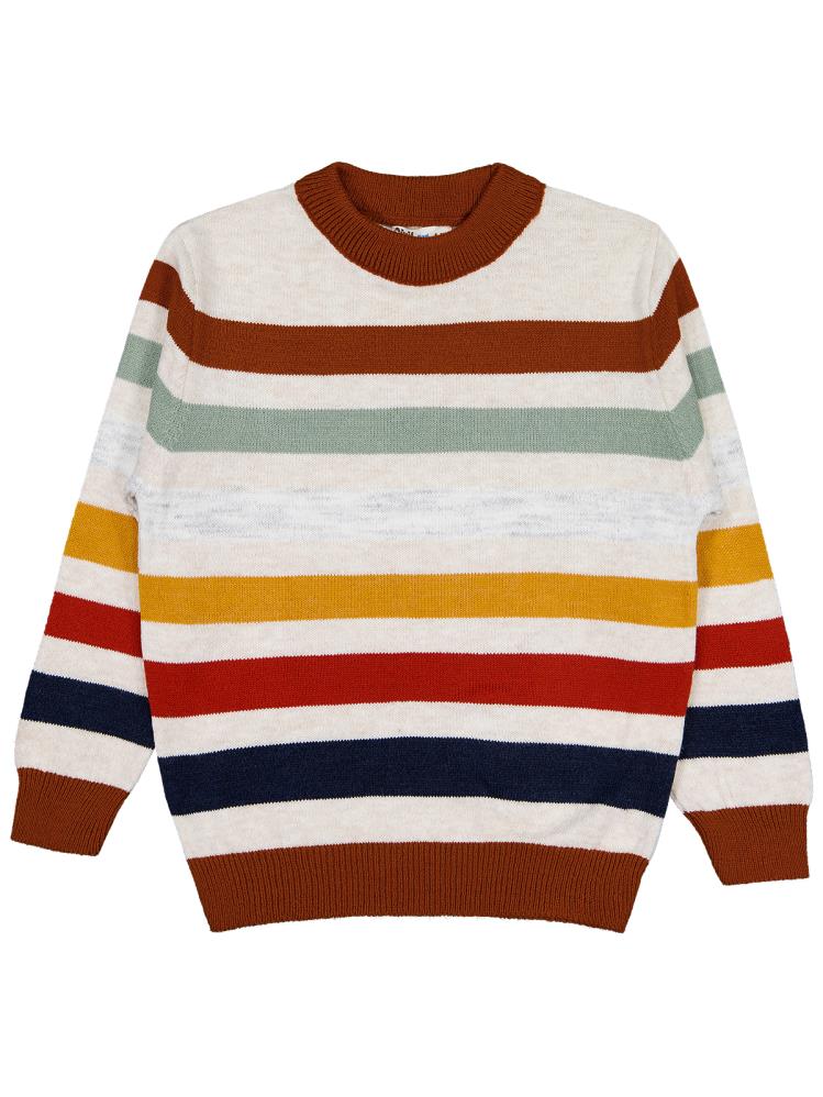 Civil Boys Renkli Çizgili 6-9 Yaş Kazak - Turuncu