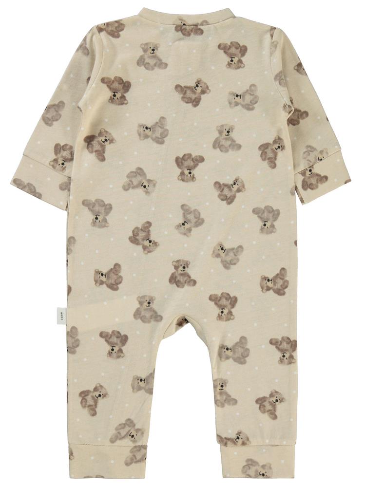Civil Baby Oturan Ayıcık Baskılı 3-18 Ay Tulum - Bej
