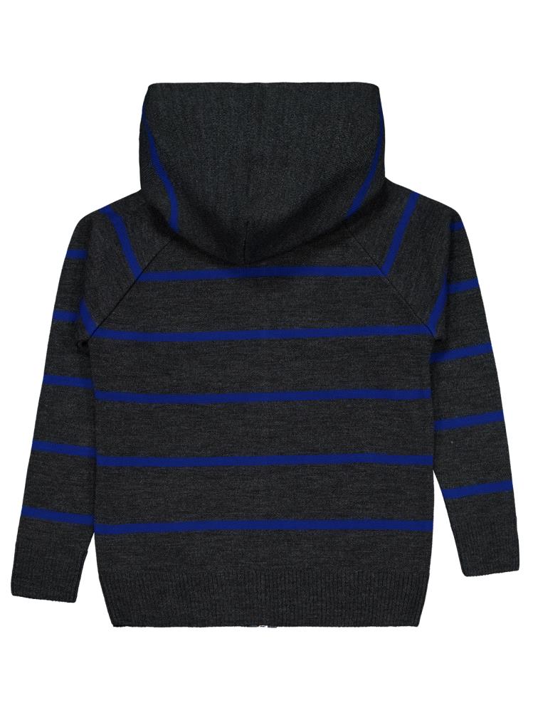 Civil Boys Çizgili Desenli 10-13 Yaş Hırka - Gri