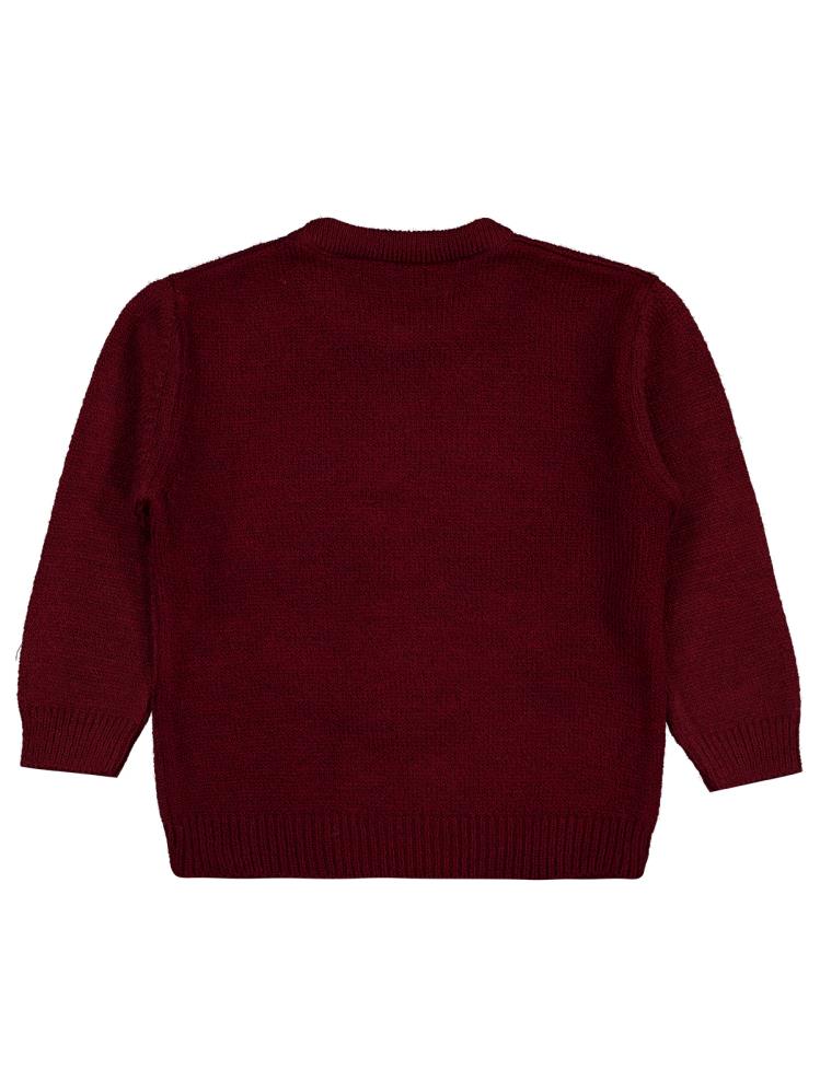 Civil Boys Ayıcık Nakışlı 2-5 Yaş Kazak - Bordo