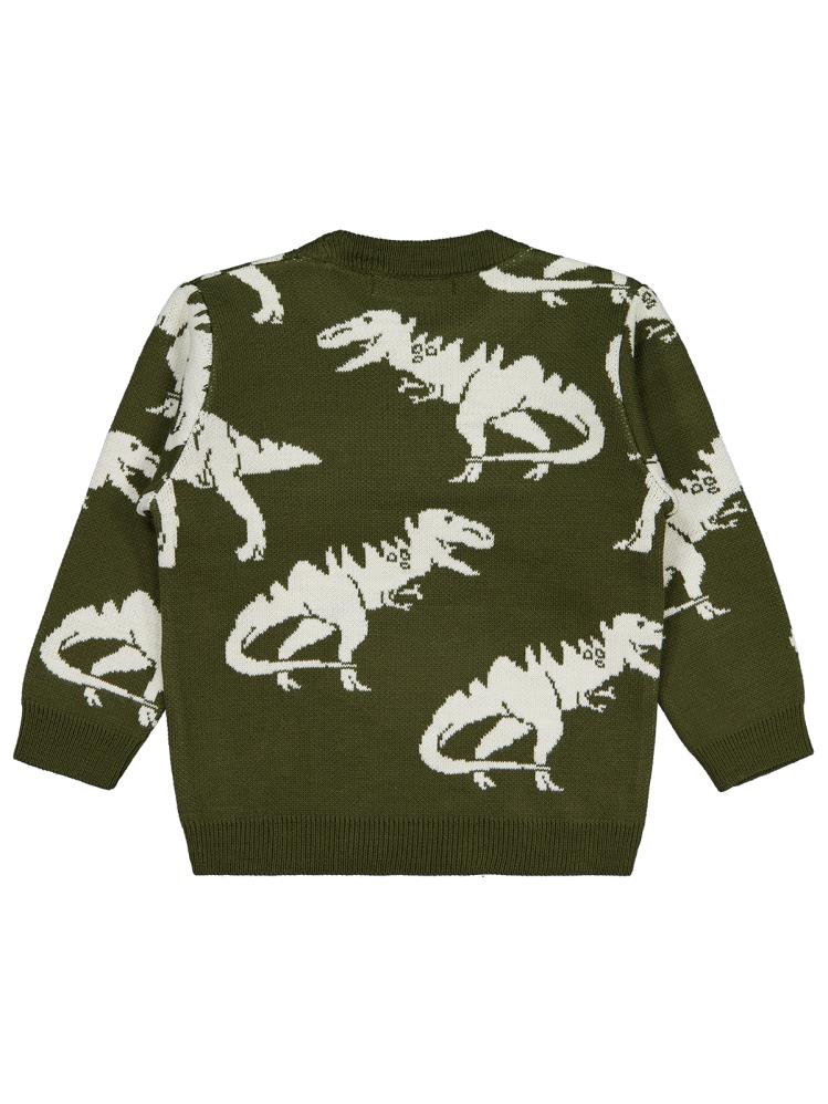 Civil Boys Dinazor Desenli 2-5 Yaş Kazak - Haki