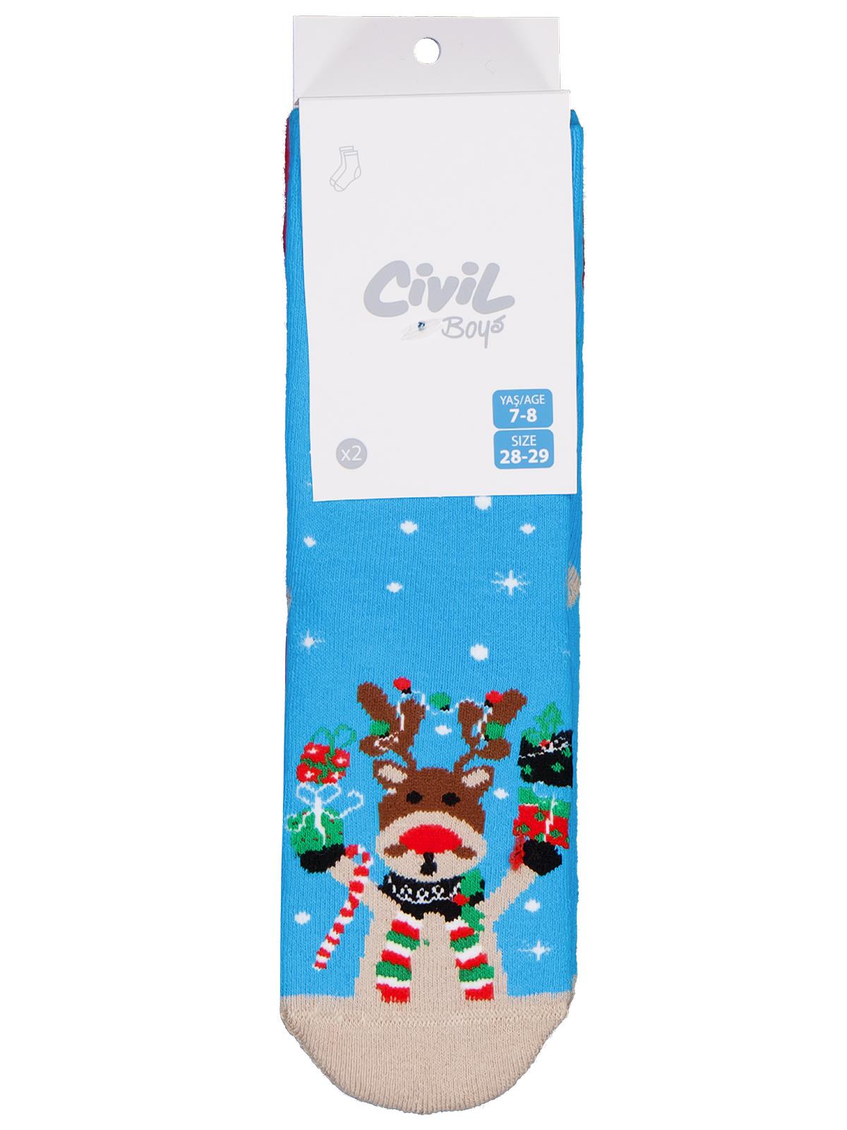 Civil Erkek Çocuk Hello Snow Havlu 2'li Erkek Soket Çorap | Okul Kreş ve Günlük Kullanım