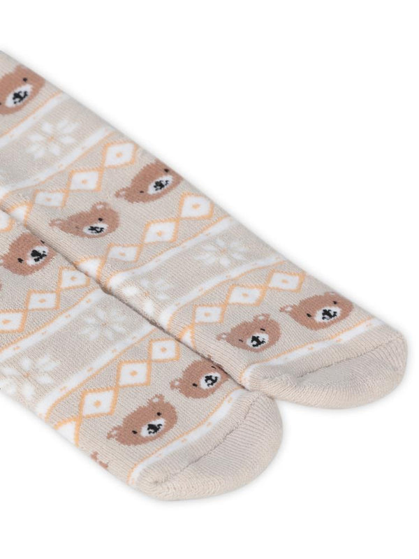 Civil Baby Triko Desenli Havlu 6-18 Ay Bebek Erkek  Külotlu Çorap - Bej
