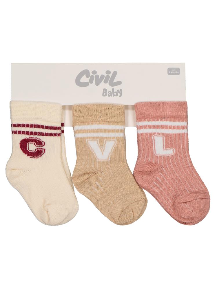 10275 Civil Baby CVL 3'lü 6-18 Ay Bebek Kız Çorap Set