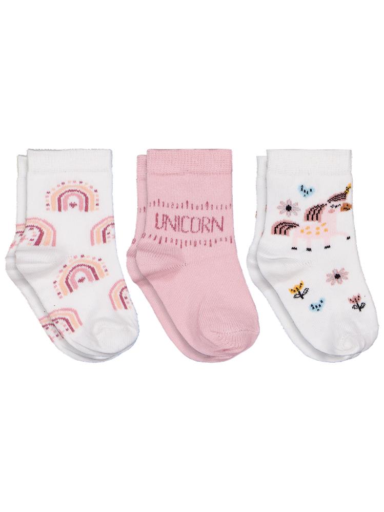 10271 Civil Baby Unicorn 3'lü 6-18 Ay Bebek Kız Çorap Set