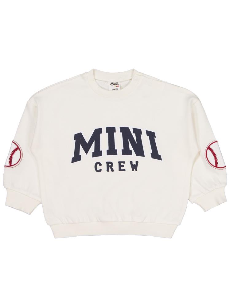 Civil Baby Mını Crew Baskılı 6-18 Ay Takım - Ekru