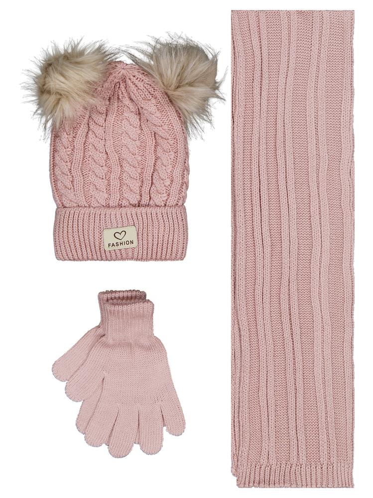 Civil Girls 6-9 Yaş Atkı Bere Eldiven Set - Pembe