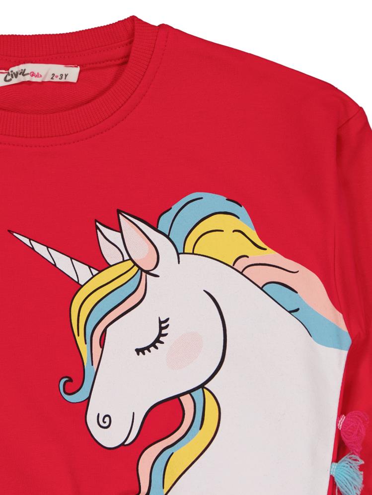 Civil Girls Unicorn Baskılı 2-5 Yaş Eşofman Takımı - Fusya