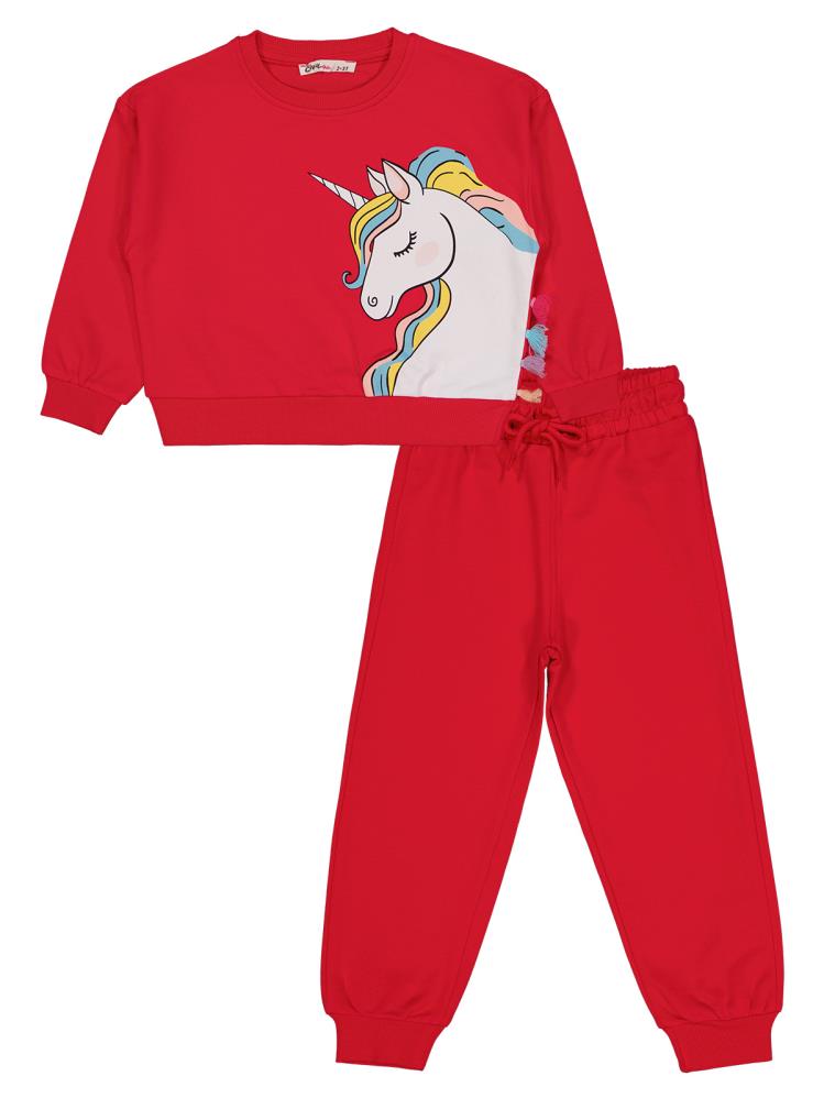 Civil Girls Unicorn Baskılı 2-5 Yaş Eşofman Takımı - Fusya