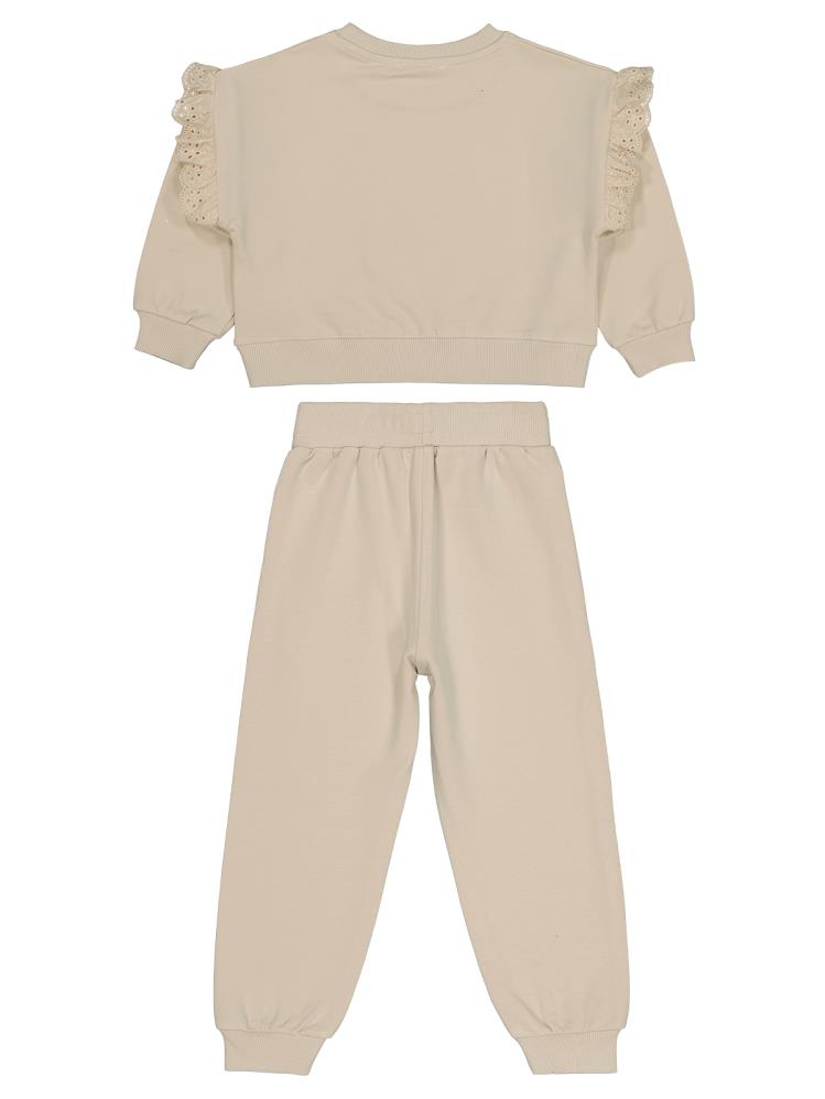 Civil Girls Kolu Fırfırlı 2-5 Yaş Eşofman Takımı - Bej