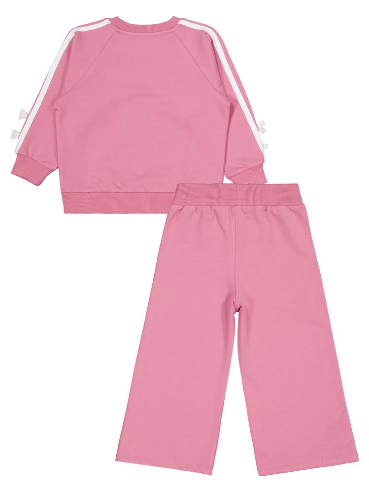 Civil Girls Şeritli Fiyonklu 2-5 Yaş Eşofman Takımı - Pembe