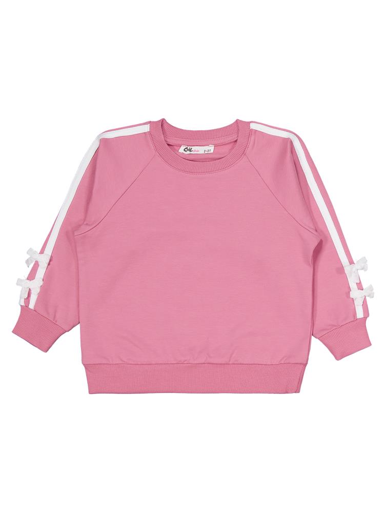 Civil Girls Şeritli Fiyonklu 2-5 Yaş Eşofman Takımı - Pembe