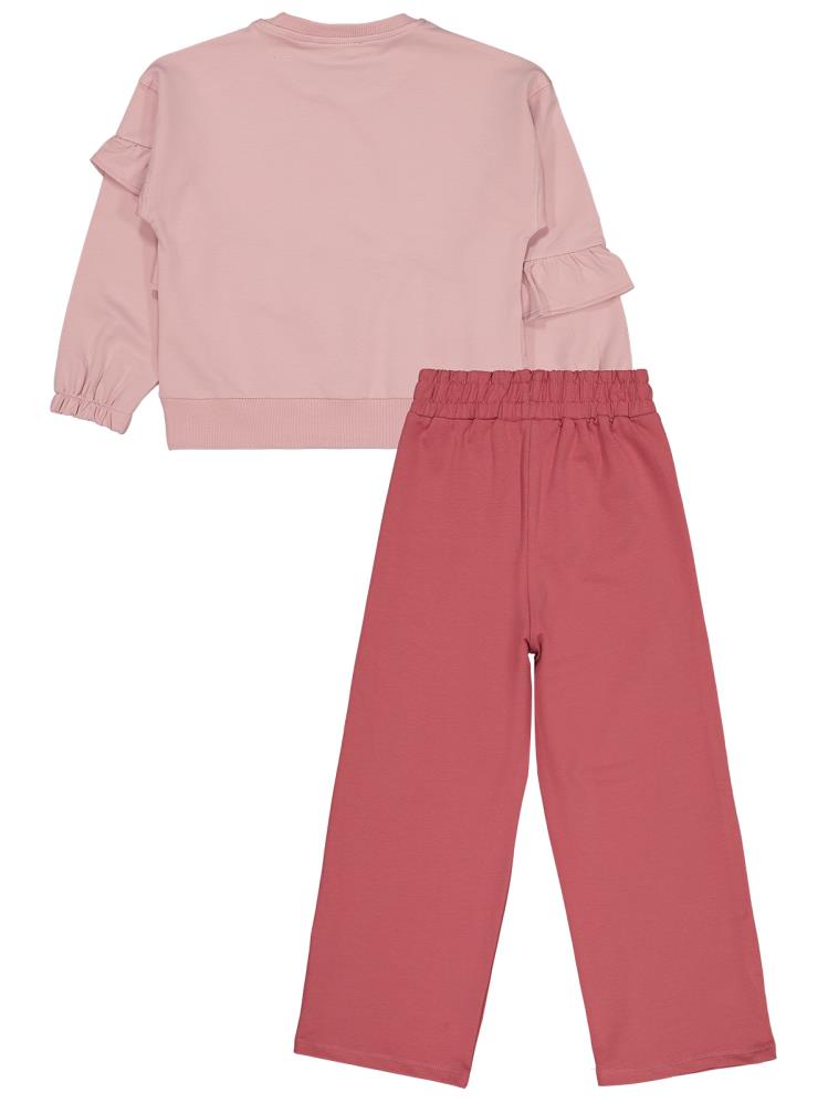 Civil Girls Önü Fırfırlı 6-9 Yaş Eşofman Takımı - Pembe