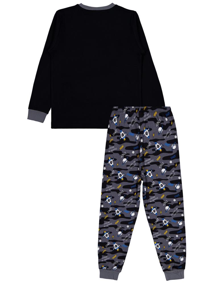 Civil Boys Uzay Kamuflaj Emp. Space Baskılı 6-9 Yaş Pijama Takımı - Gri