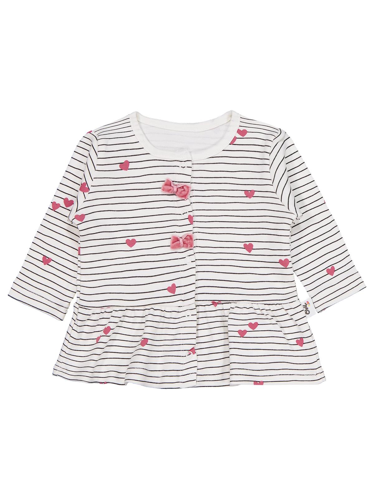 Civil Baby Çizgi Kalp Empirme 1-9 Ay Pijama Takımı - Ekru