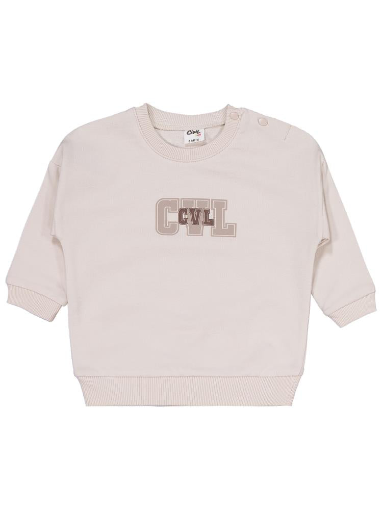 Civil Baby CVL Baskılı 6-18 Ay Takım - Bej