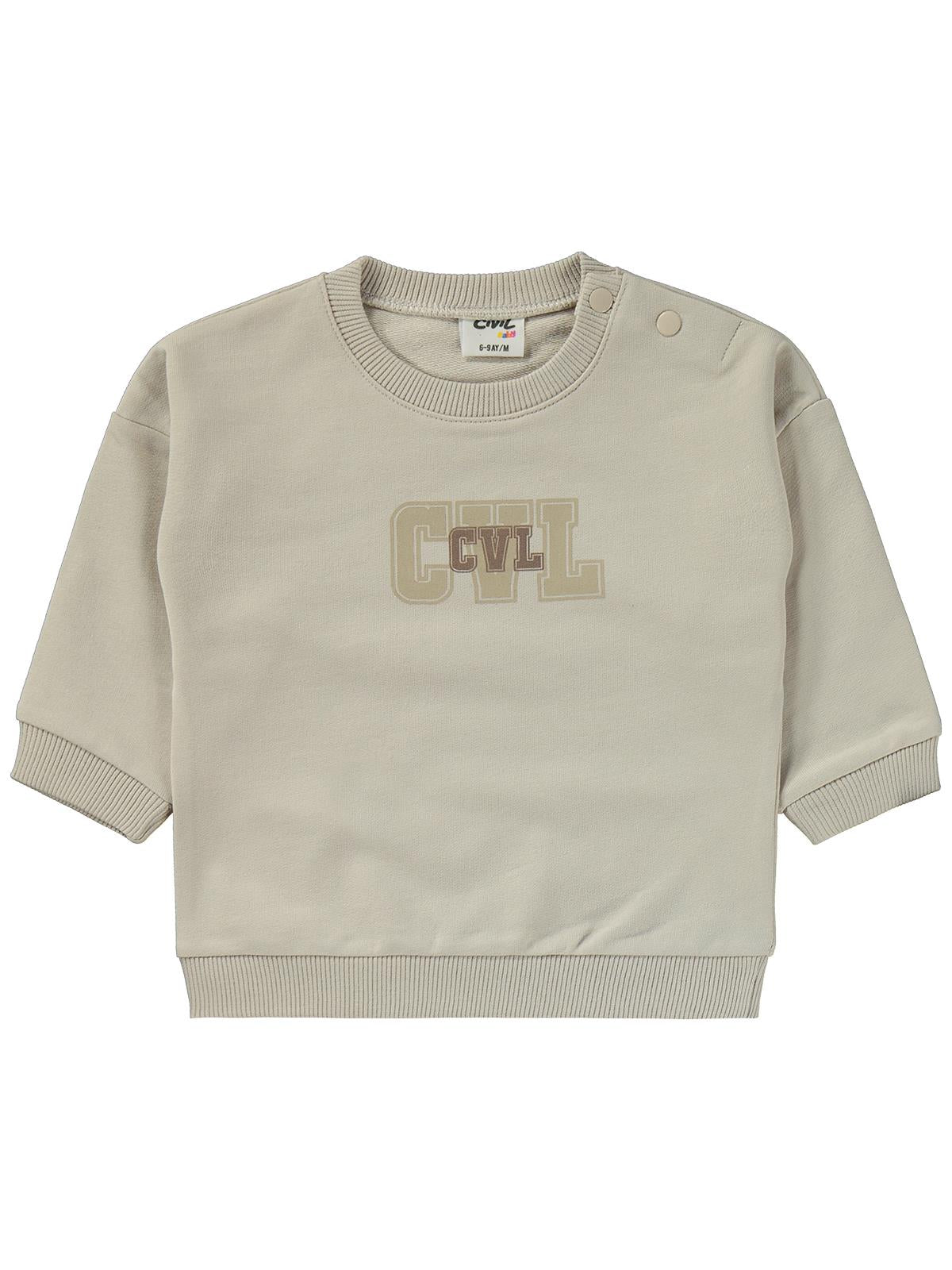Civil Baby CVL Baskılı 6-18 Ay Takım - Bej