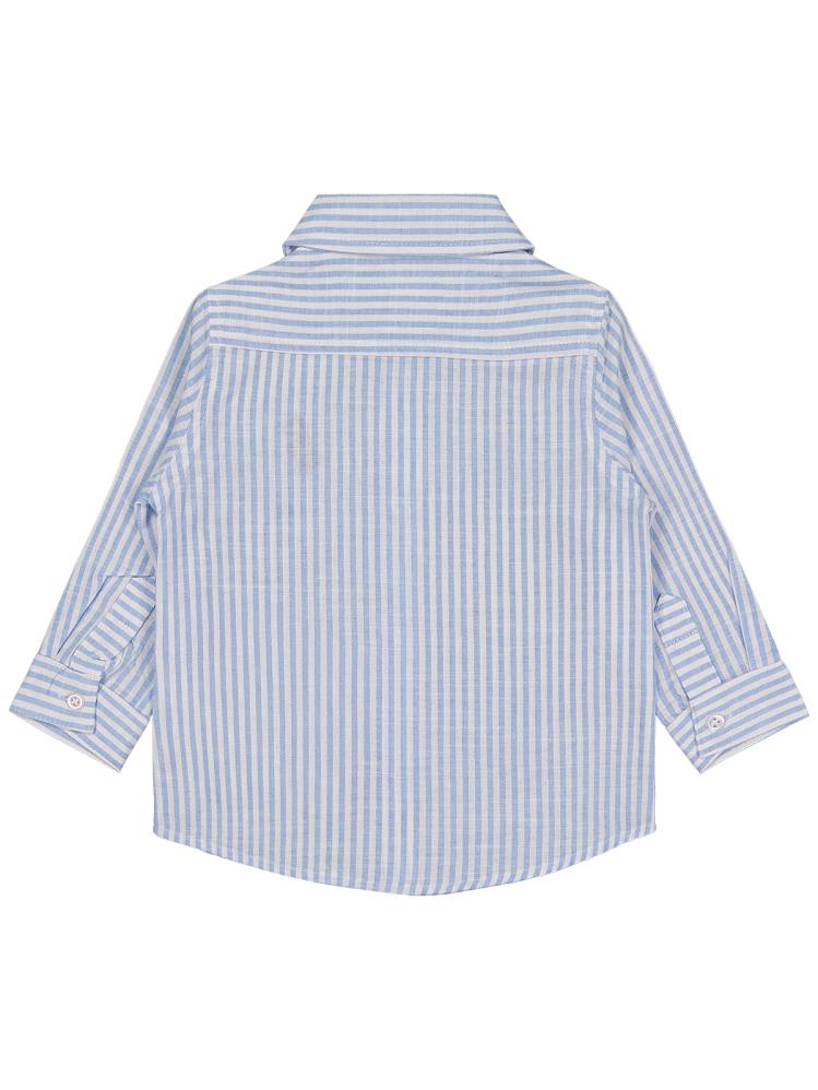 Civil Baby Dinozor Nakışlı Çizgili 6-18 Ay Gömlek - Mavi