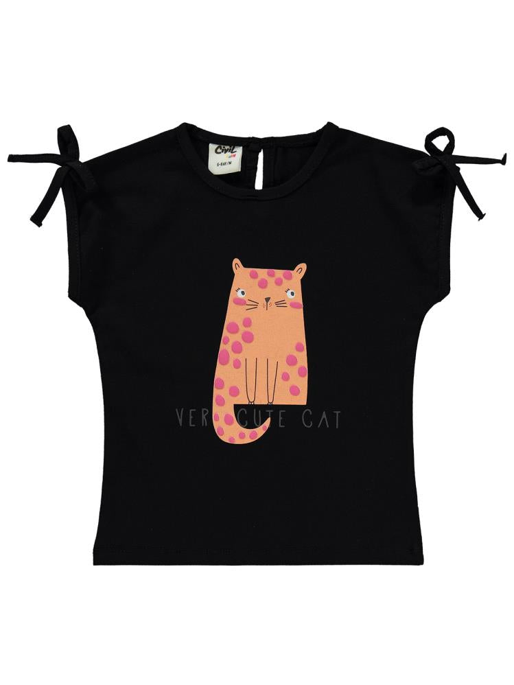Civil Baby Kedi Baskılı 6-18 Ay Takım - Siyah