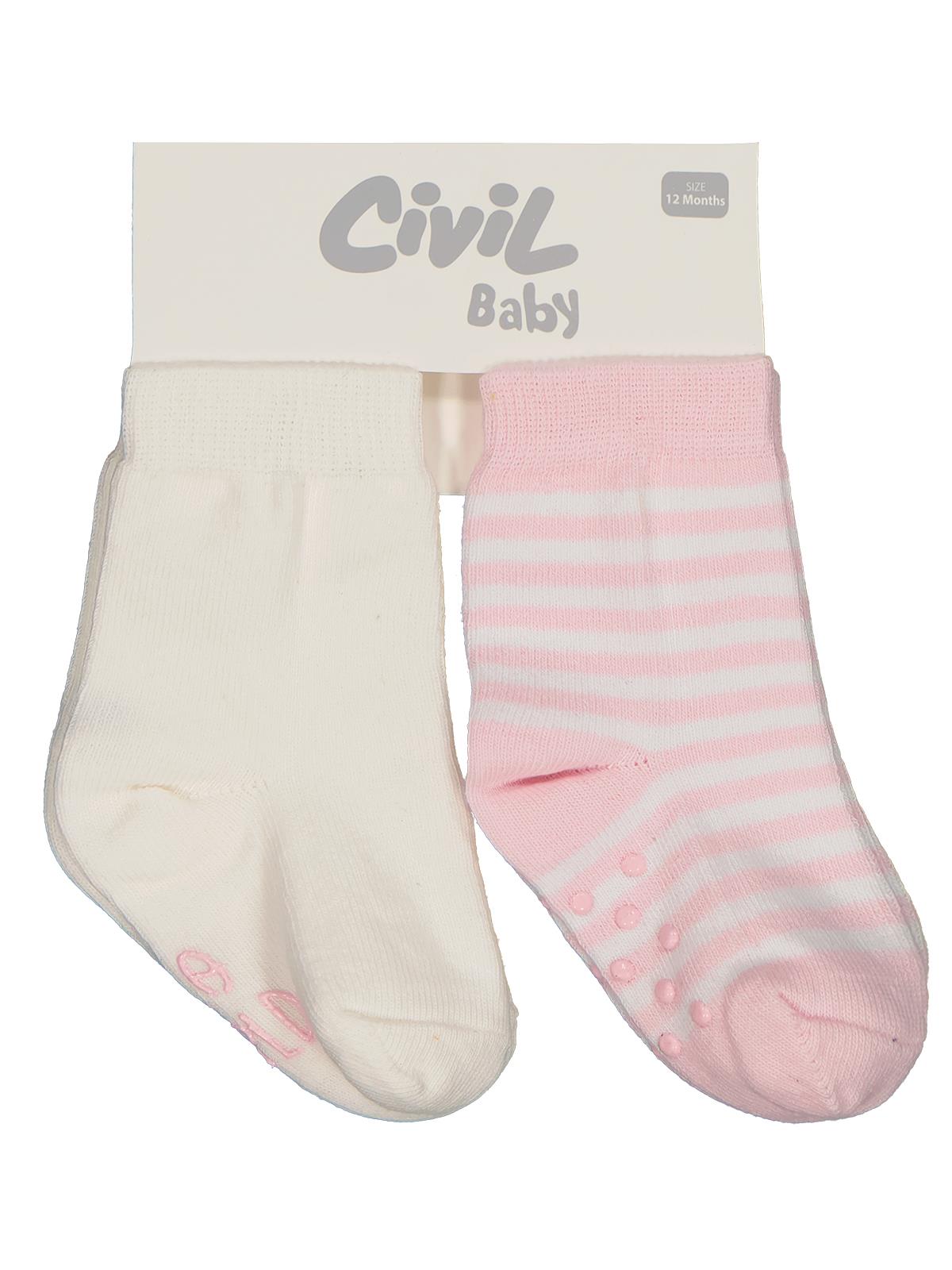 Civil Baby Hello World Kaydırmaz 2'li 6-18 Ay Bebek Kız Çorap Set