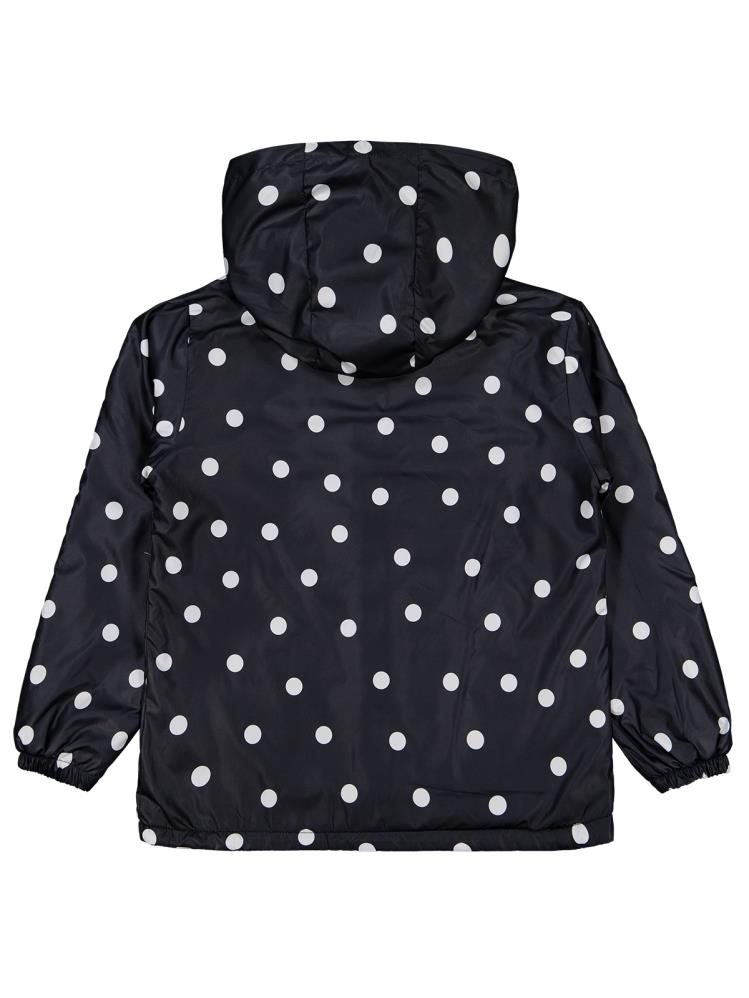 Civil Girls Polarlı Puan Baskılı 10-13 Yaş Yağmurluk - Siyah