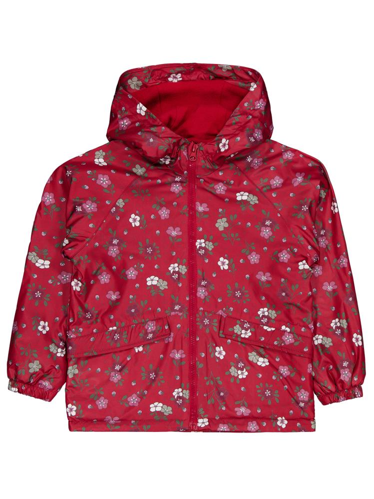 Civil Girls Polarlı Çiçek Desenli 6-9 Yaş Yağmurluk - Bordo