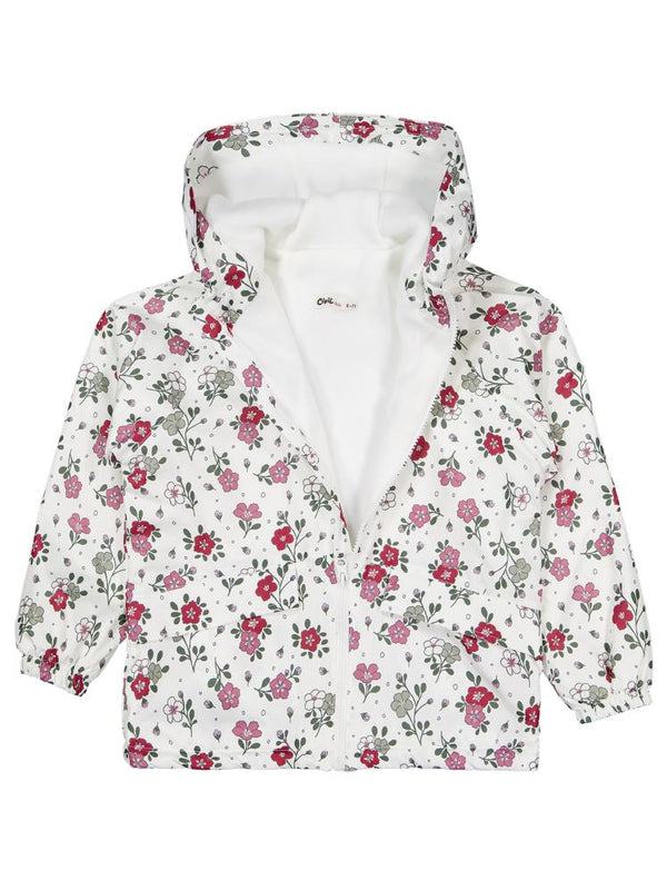 Civil Girls Polarlı Çiçek Desenli 6-9 Yaş Yağmurluk - Fil Dişi