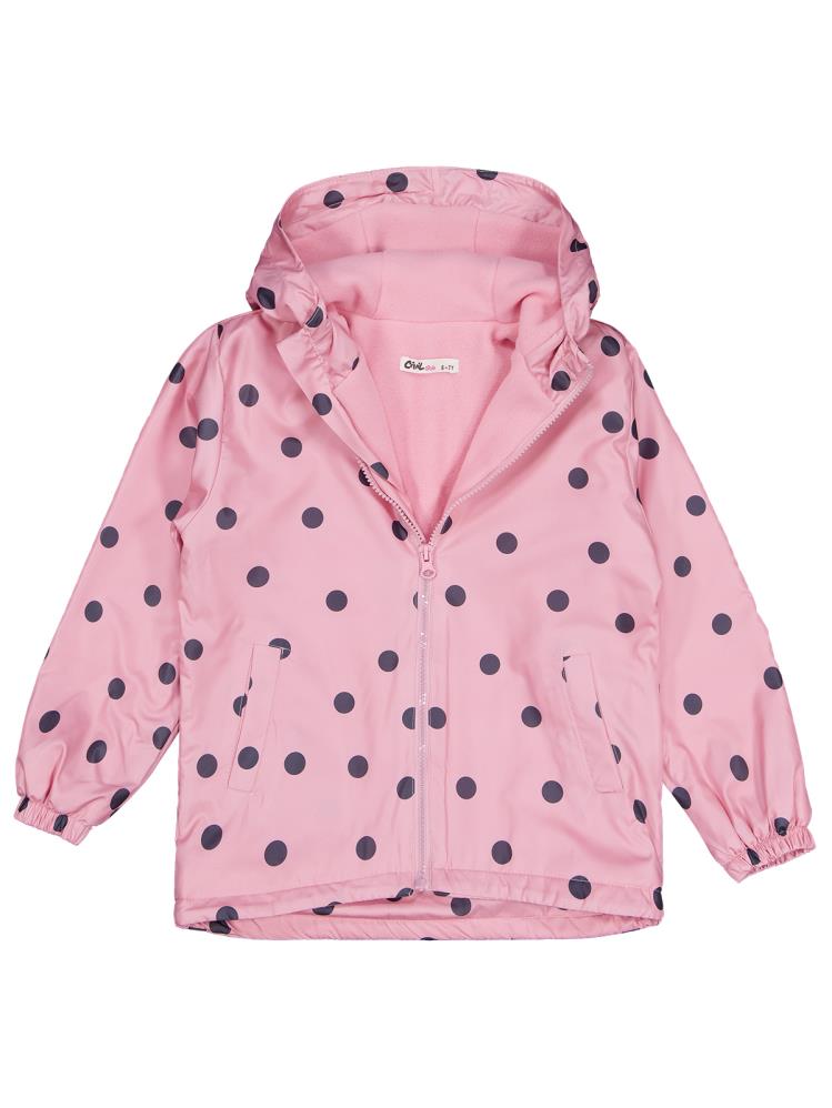 Civil Girls Polarlı Puan Baskılı 6-9 Yaş Yağmurluk - Pudra