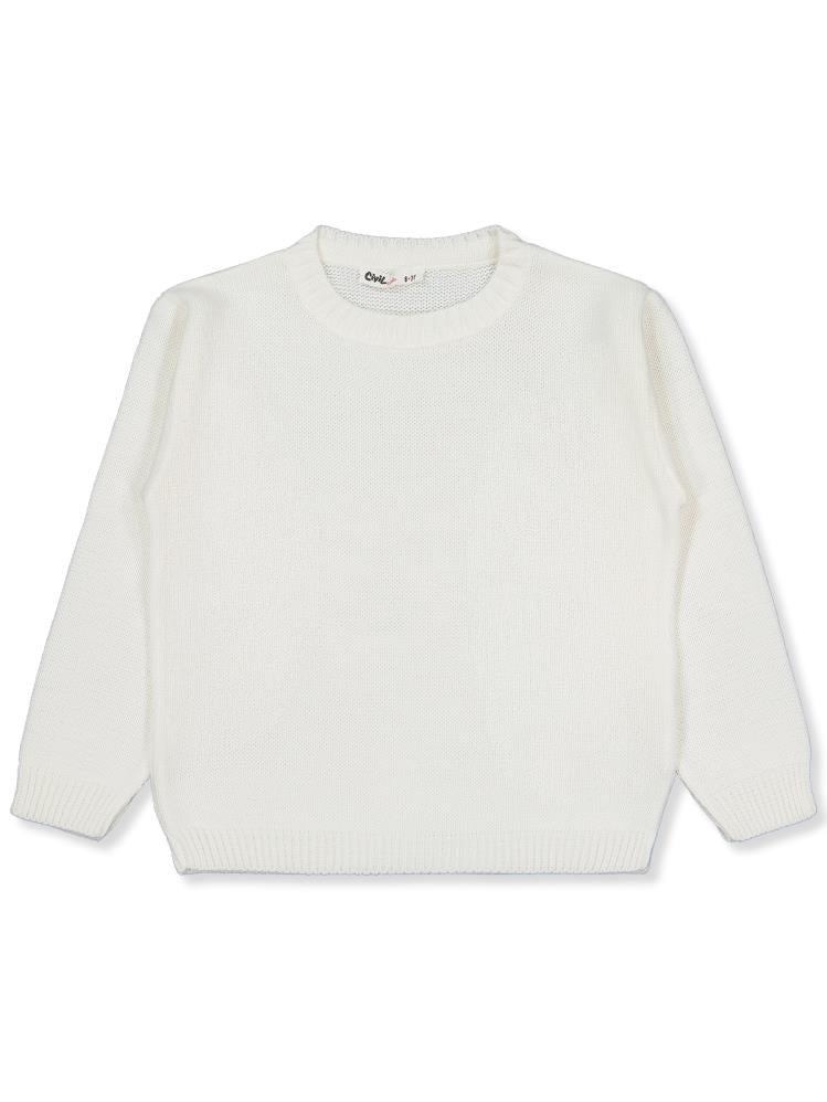 Civil Girls Düz 6-9 Yaş Kazak - Ekru