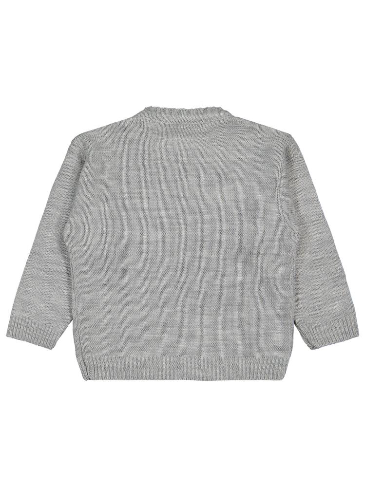 Civil Girls Büyük Çiçek Desenli 2-5 Yaş Kazak - Gri