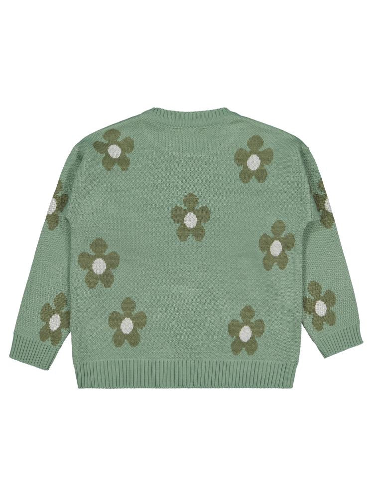 Civil Girls Papatya Desenli 6-9 Yaş Kazak - Haki